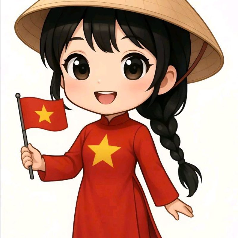 Anime mặc áo dài Việt Nam cơ đỏ sao vàng