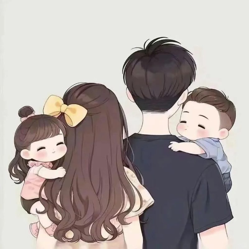 hình nền máy tính ảnh gia đình 4 người anime