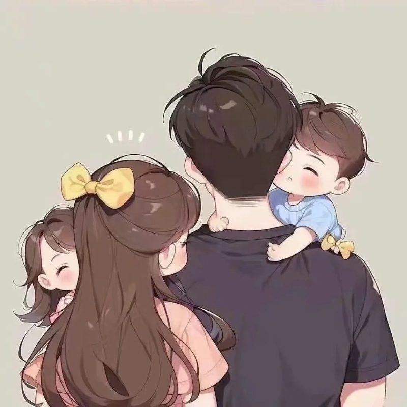 Hình ảnh gia đình 4 người chibi 1