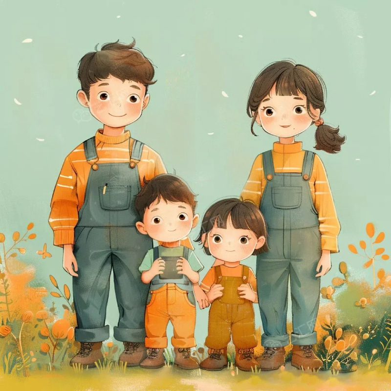 Hình ảnh gia đình 4 người chibi 3