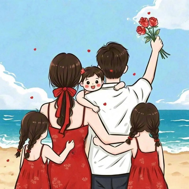 Hình ảnh gia đình 5 người 3 gái