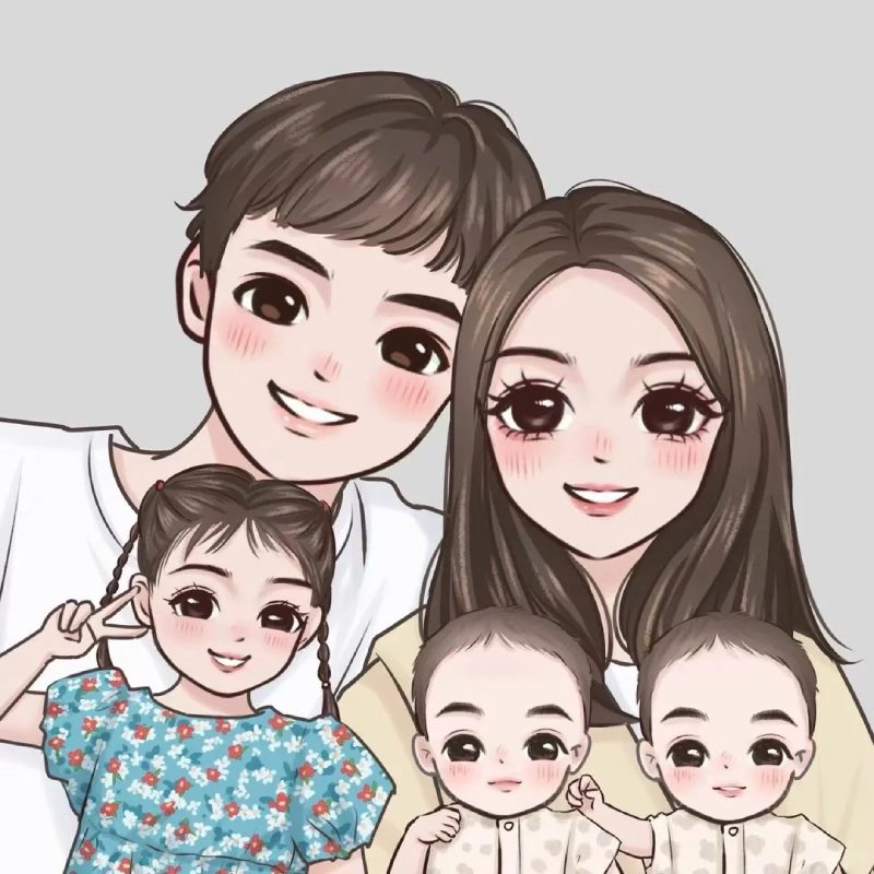 Hình ảnh gia đình 5 người cute