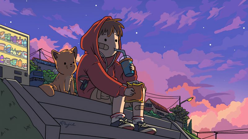 Hình nền Anime chill cute