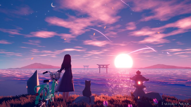 anime chill lofi cảnh hoàng hôn