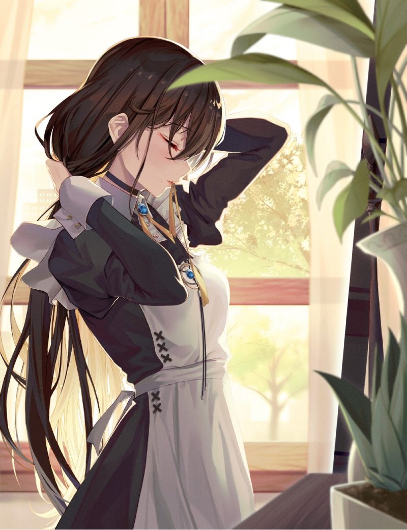 anime hầu gái với phụ kiện xinh xắn