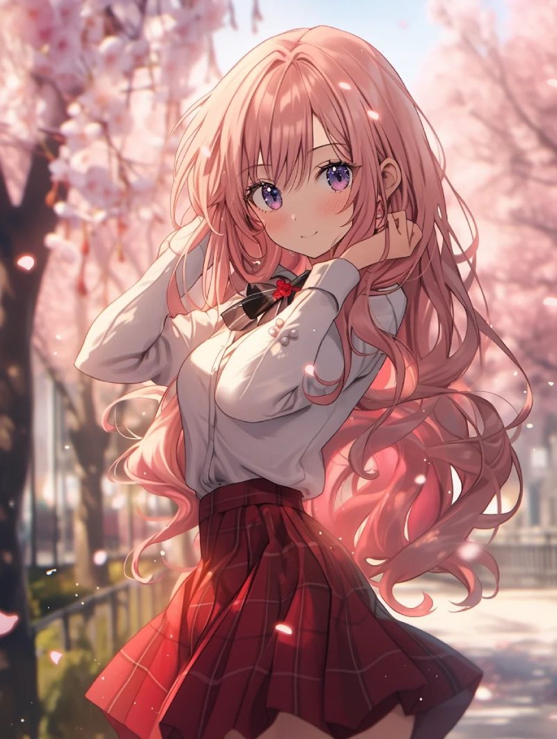 hình anime học sinh nữ xinh xắn đáng yêu