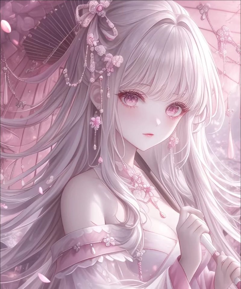 ảnh anime tóc hồng cute