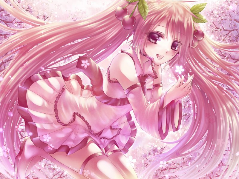 ảnh anime girl màu hồng nhẹ nhàng
