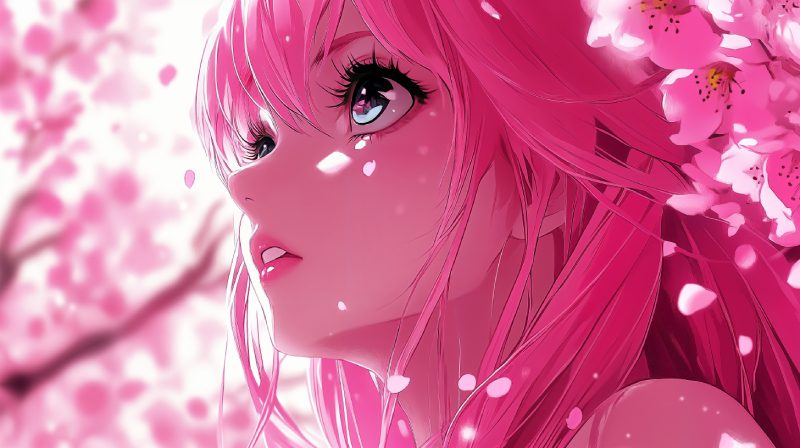hình anime màu hồng 4k chất lượng