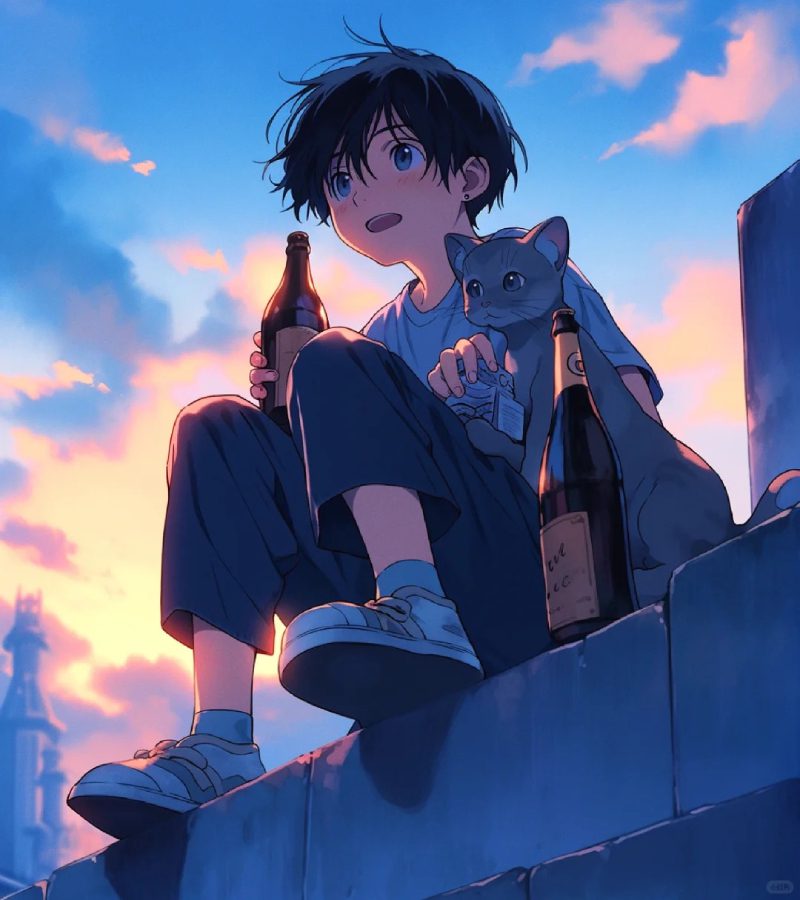 ảnh anime màu xanh dương ngầu lạnh