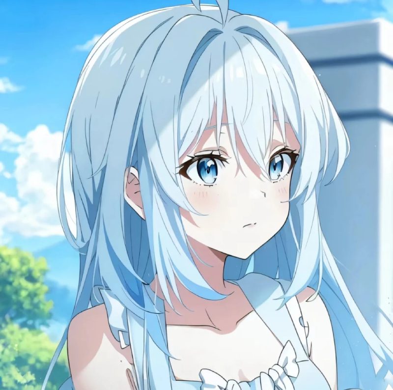 hình anime màu xanh dương huyền ảo