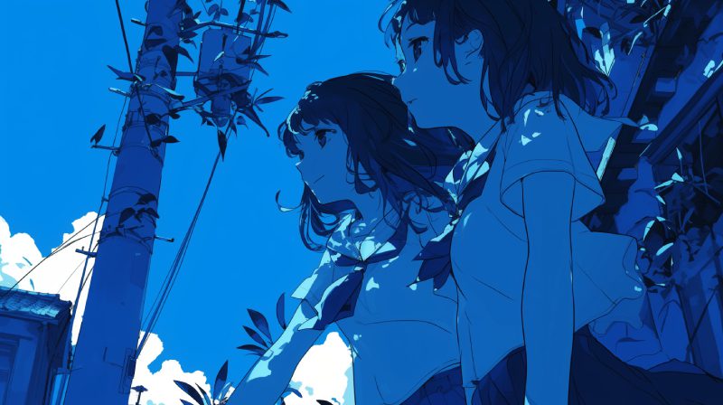 ảnh anime màu xanh dương chất lượng 4k