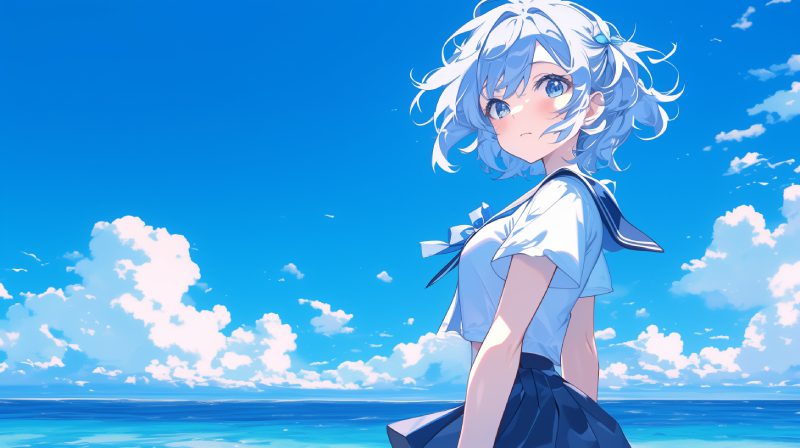 ảnh anime màu xanh dương cho điện thoại