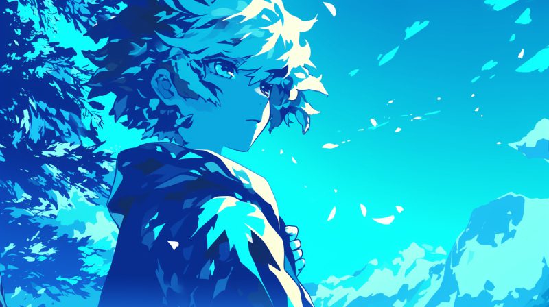 hình anime màu xanh dương dễ thương