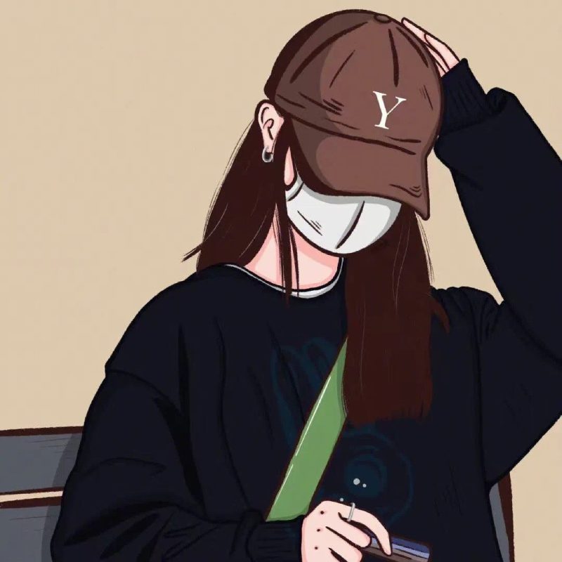 ảnh anime nữ che mặt ngầu chất cho ảnh bìa Facebook