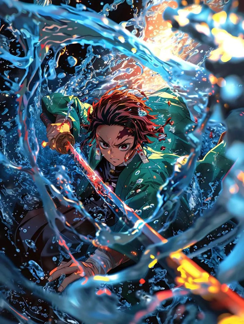 ảnh anime thanh gươm diệt quỷ chiến đấu