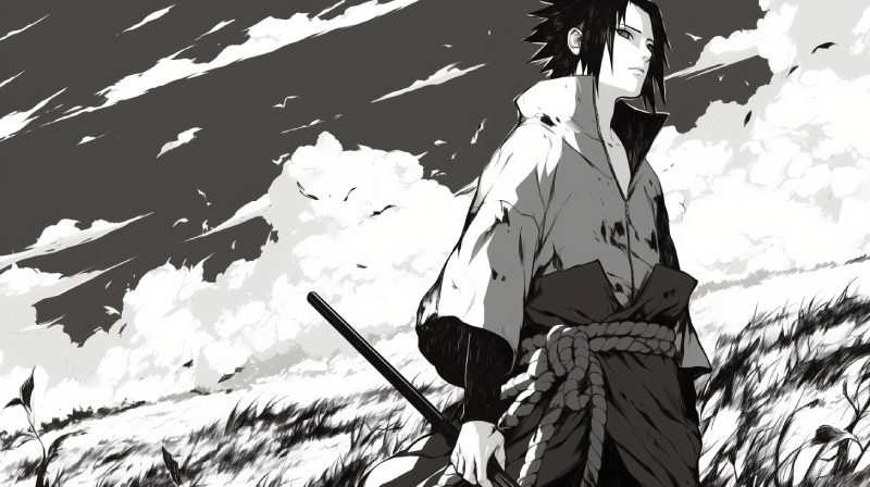 Tranh anime đen trắng sắc nét