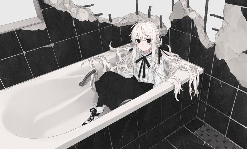 Ảnh anime trắng đen chi tiết