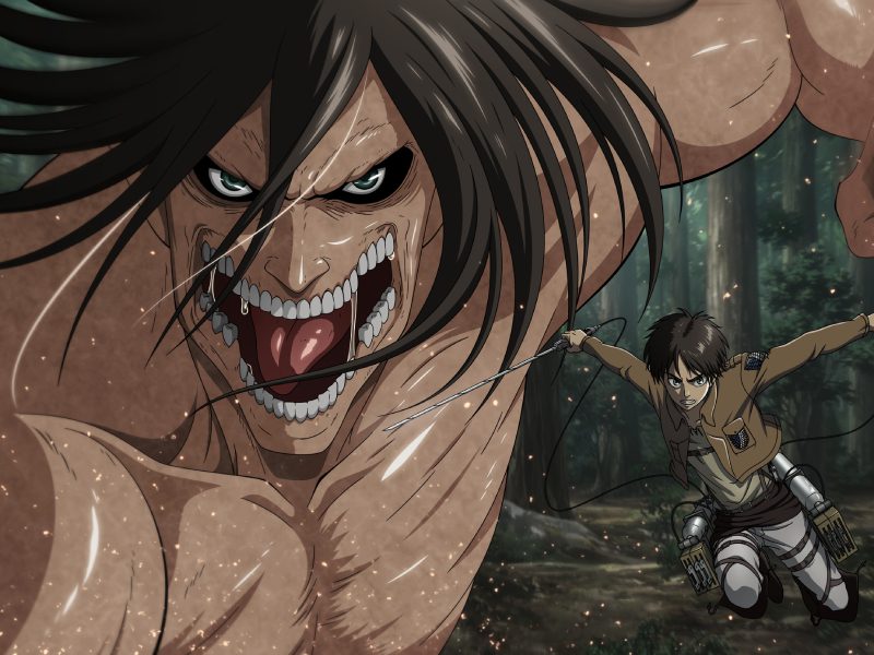 hình ảnh eren yeager biến hình titan khổng lồ