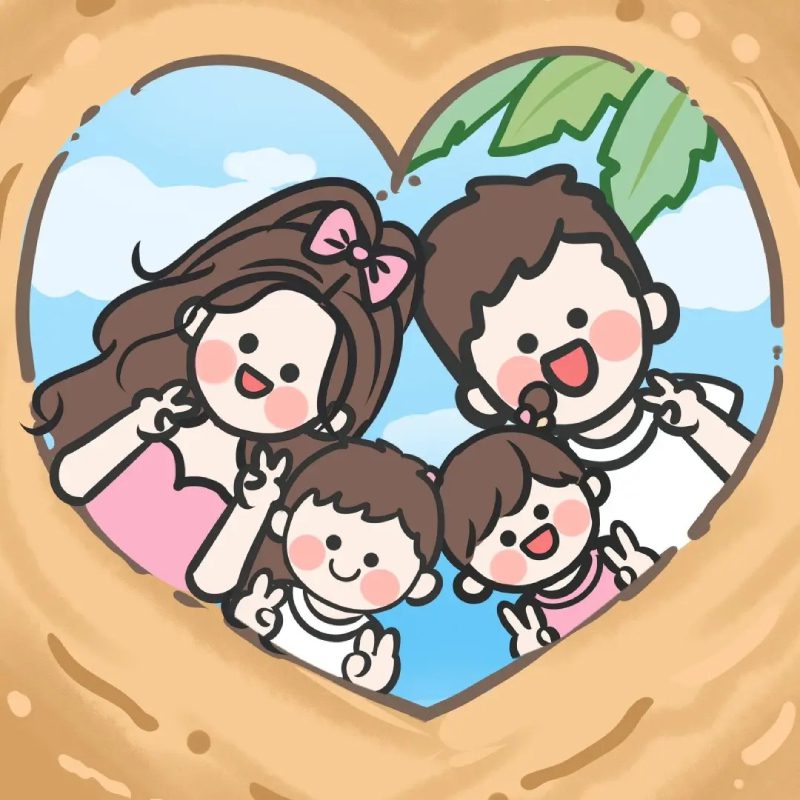 avatar anime gia đình 4 người chibi