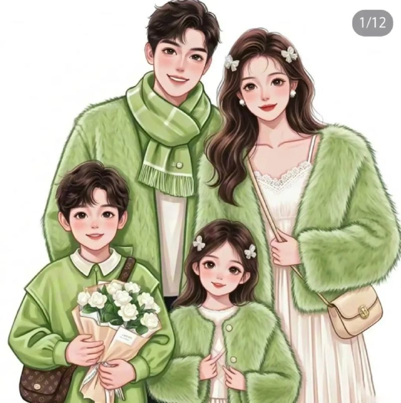 ảnh đại diện anime family 4 người