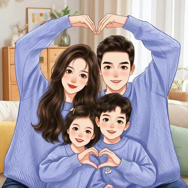 profile picture ảnh gia đình 4 người anime