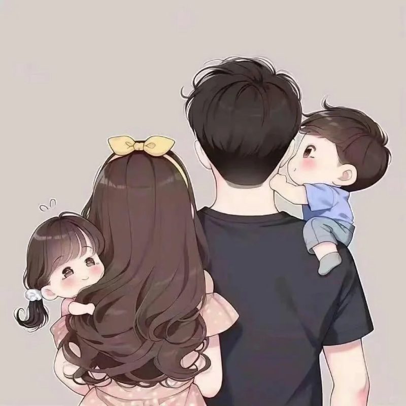 avatar dễ thương ảnh gia đình 4 người anime