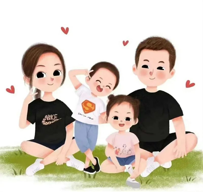wallpaper anime family 4 người dễ thương