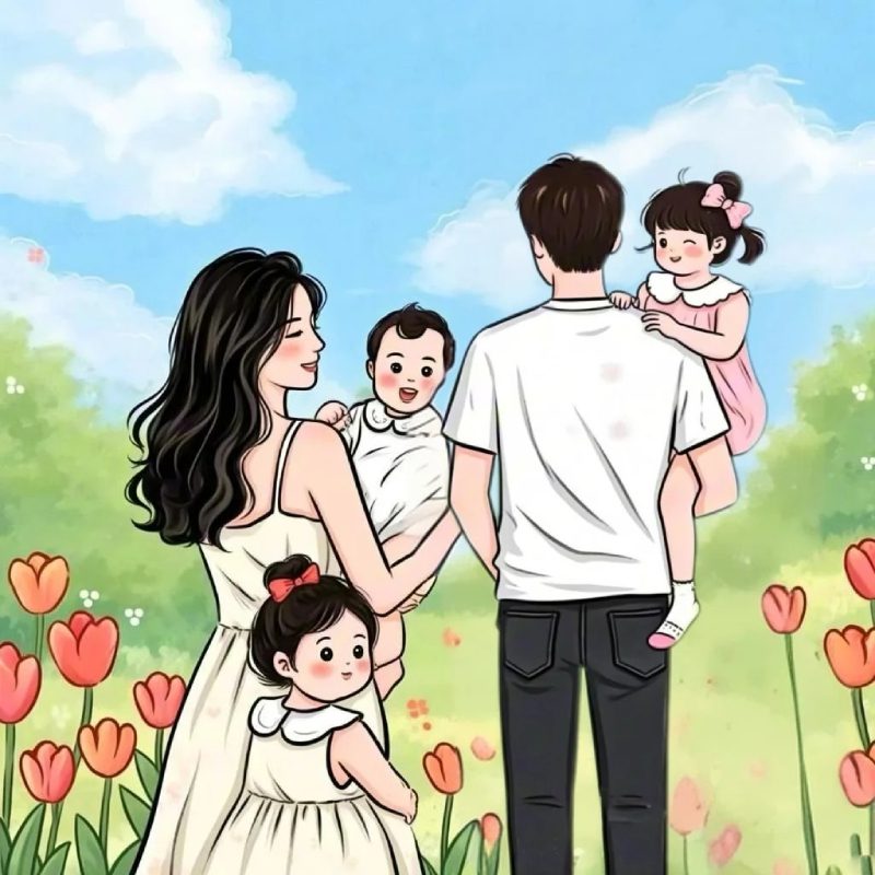 ảnh gia đình 5 người anime đáng yêu cho giới trẻ