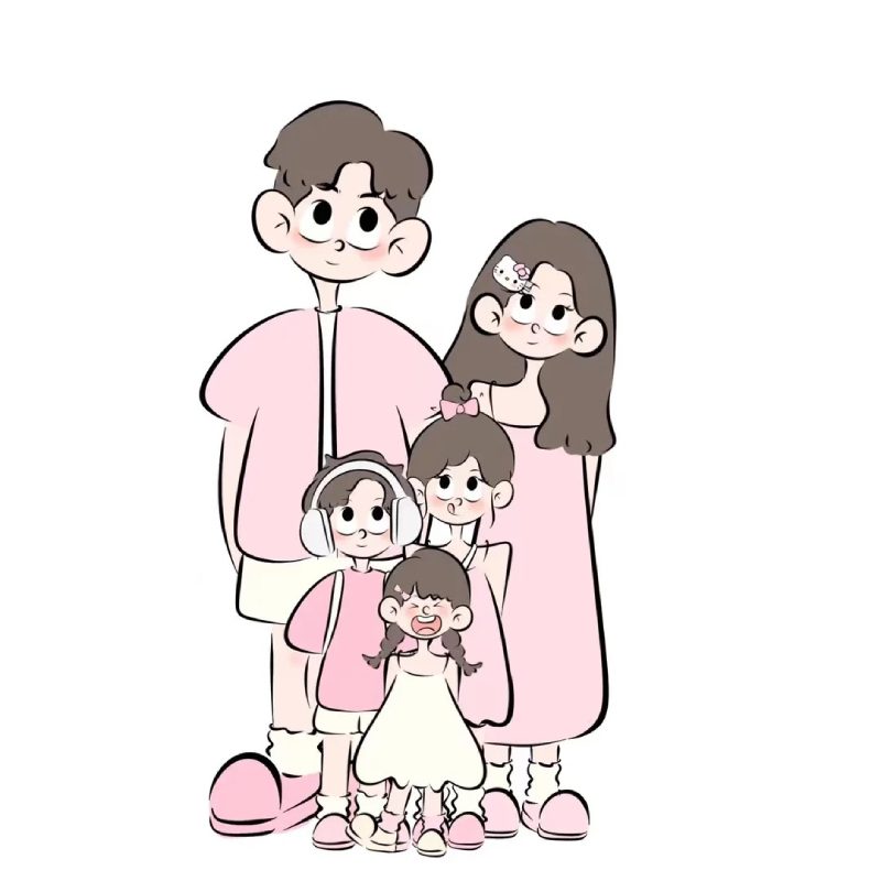 ảnh anime gia đình 5 người cùng nhau đi chơi