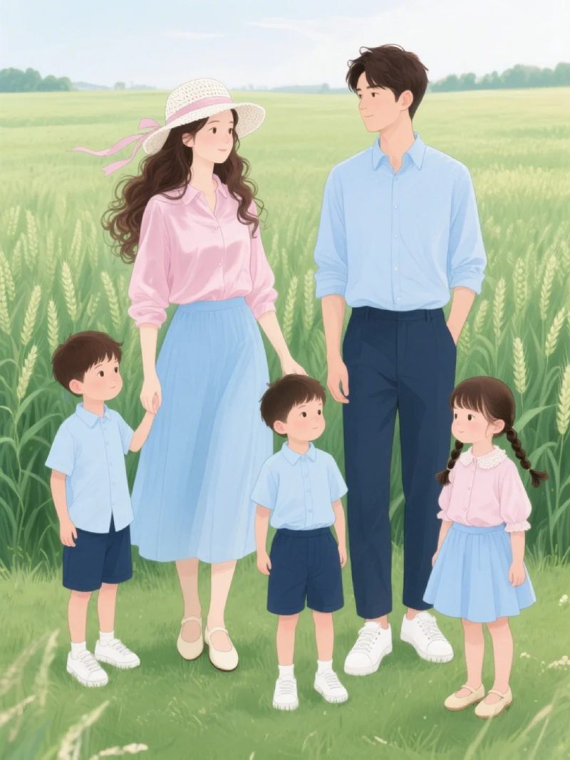 hình ảnh gia đình 5 người anime cực dễ thương