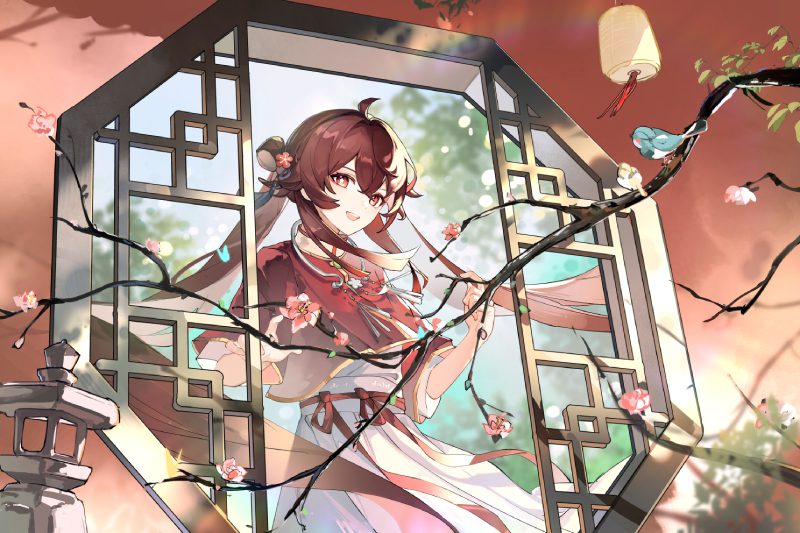 hutao fanart aesthetic wallpaper