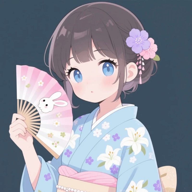 ảnh kimono anime tóc ngắn
