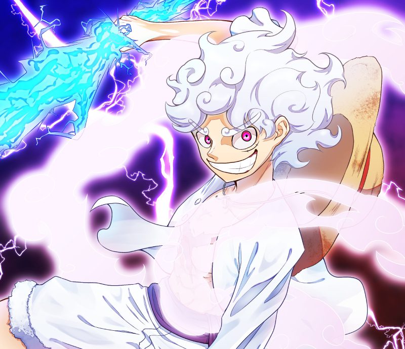 ảnh luffy gear 5 mặt cười troll cực hài