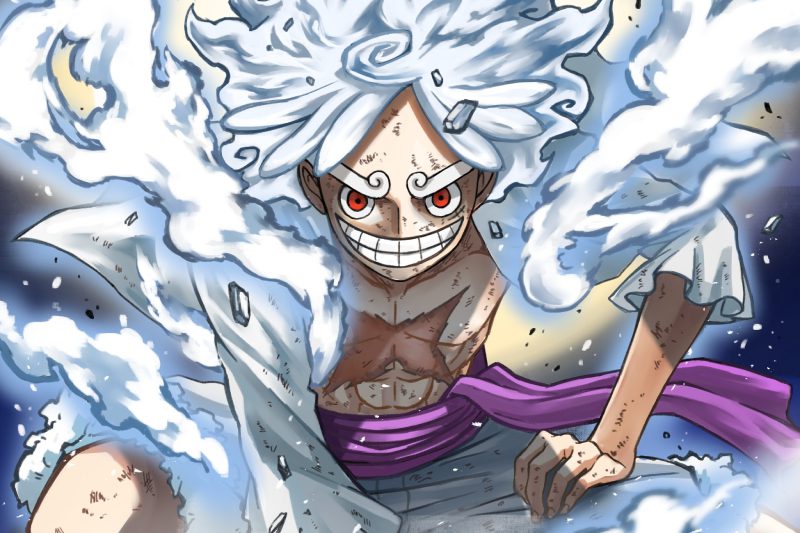 hình luffy gear 5 bộc lộ sức mạnh