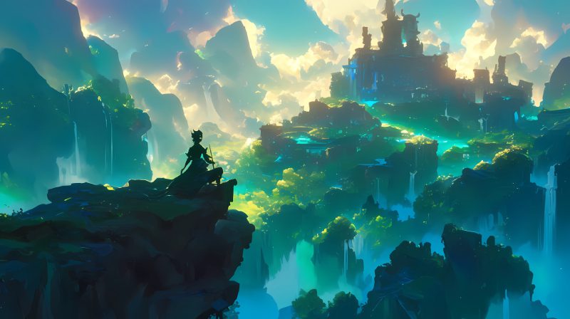 Bức ảnh phong cảnh anime rừng núi