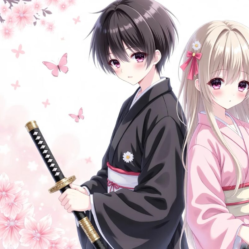 anime kimono đôi tình nhân
