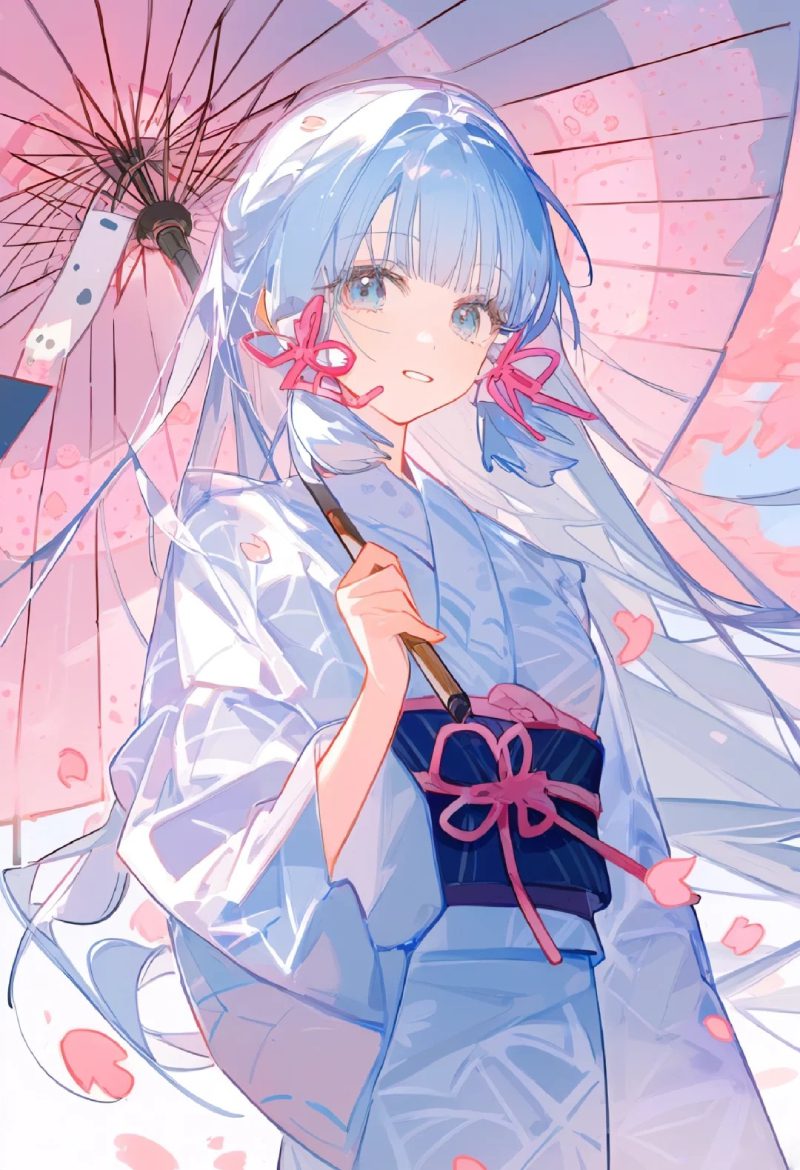 anime kimono trắng tinh khôi