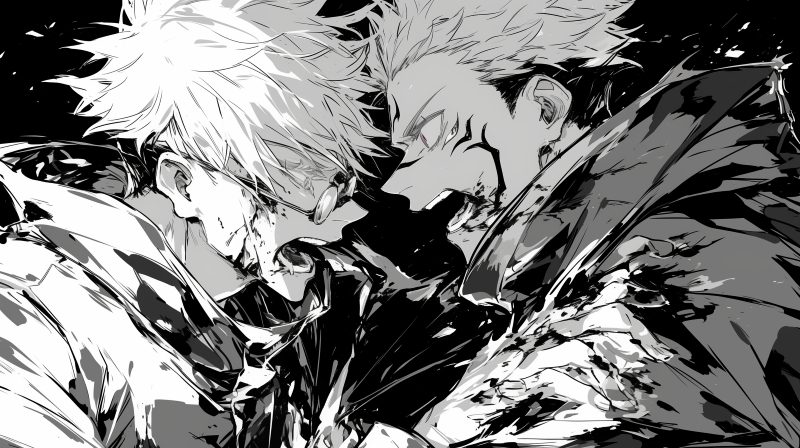 Anime Sukuna trắng đen