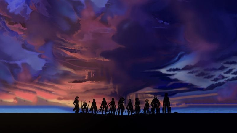 attack on titan anime khung cảnh chiến tranh