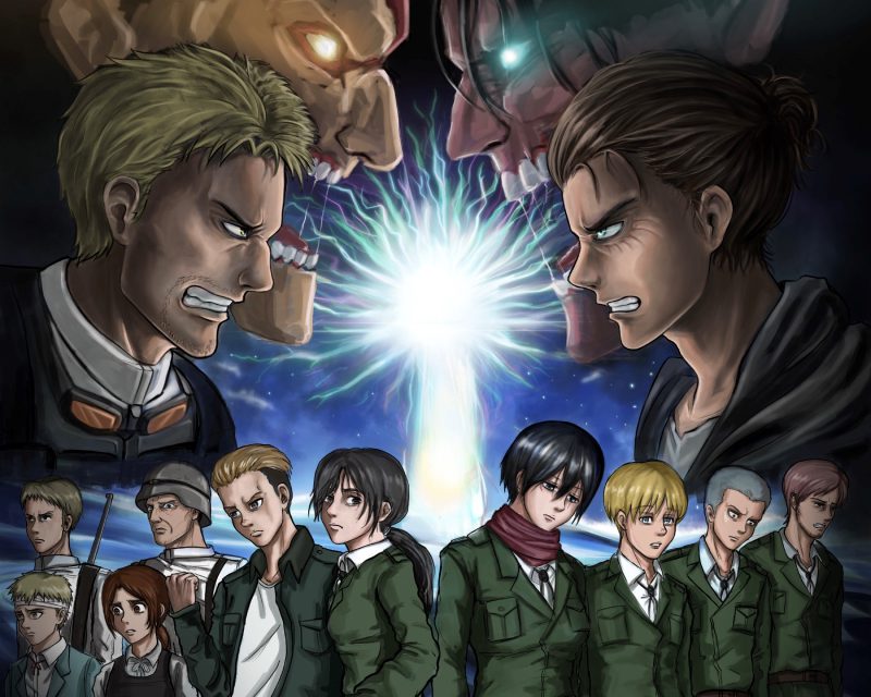 hình nền attack on titan anime chiến đấu titan
