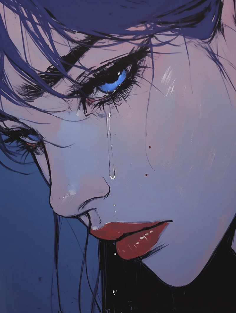 hình nền anime buồn về tình yêu khóc trong mưa