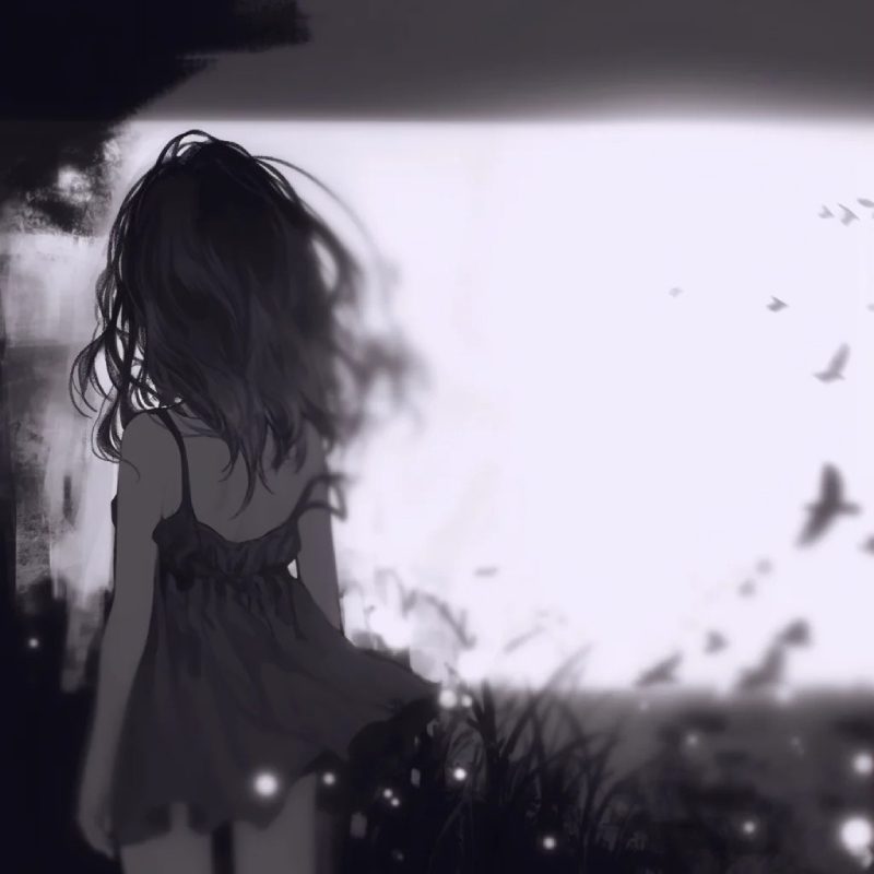 background anime buồn về tình yêu cô đơn mùa đông