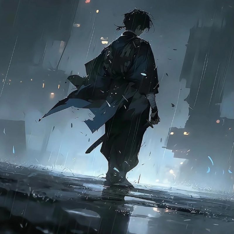 wallpaper anime buồn về tình yêu cô đơn trong mưa