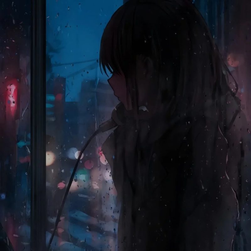 avatar anime buồn về tình yêu cô gái trong mưa