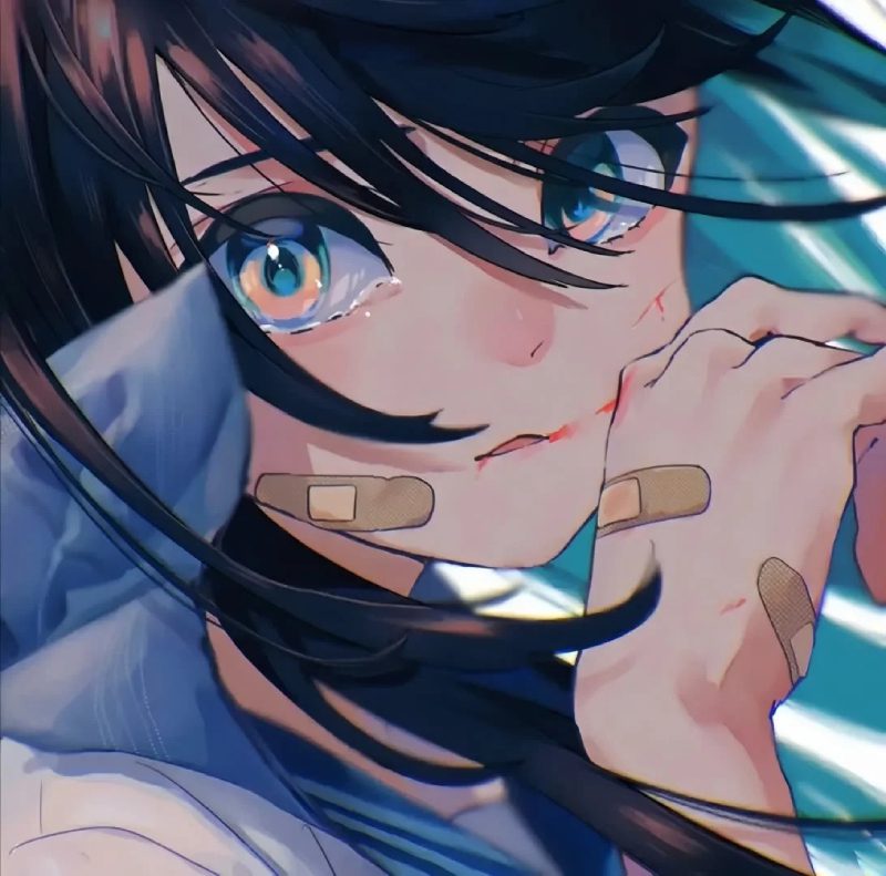 hình ảnh anime buồn về tình yêu đôi mắt u buồn