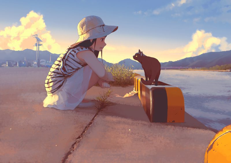 hình ảnh mèo anime cute 4k