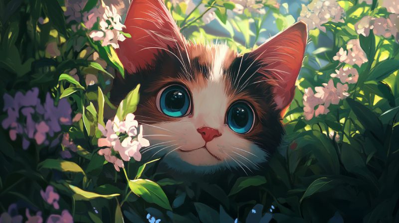 hình ảnh mèo anime dễ thương 4k