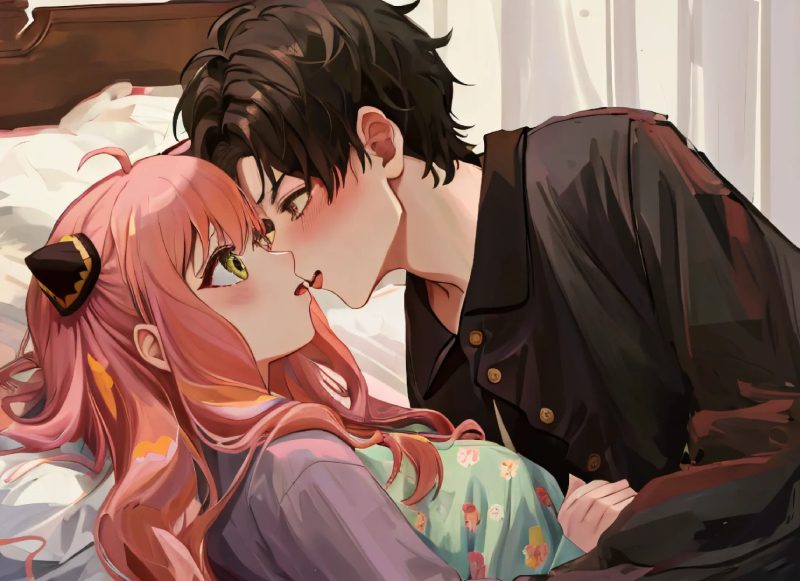 wallpaper anime hôn nhau cute