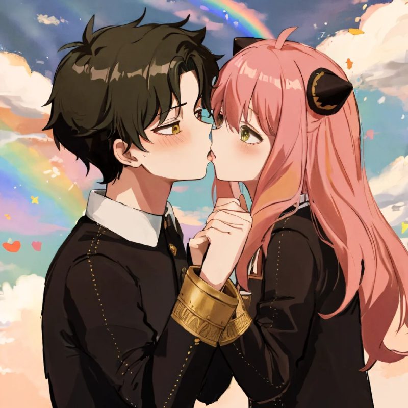 hình nền anime hôn nhau tình cảm
